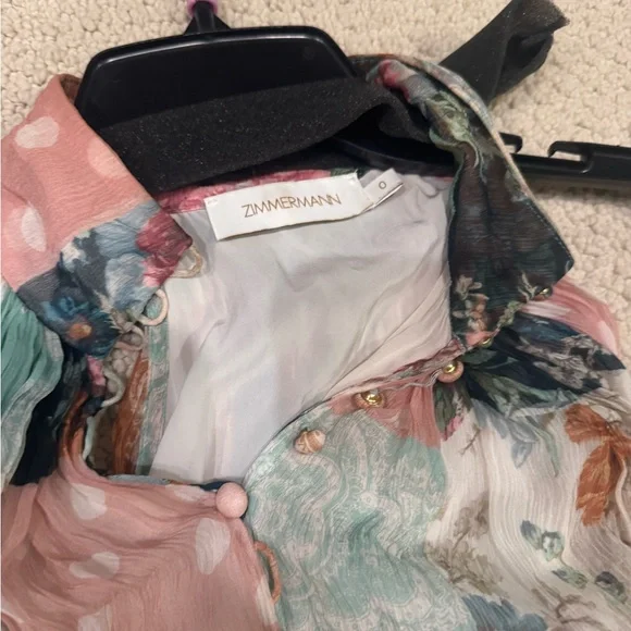 Zimmermann Floral Halter Mini Dress Tiered Ruffle Hem Size - Picture 7 of 9